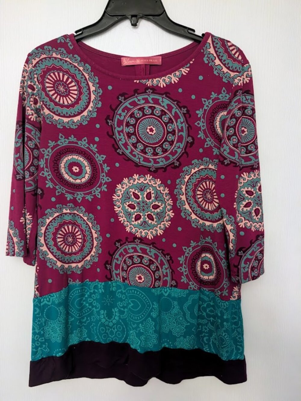 Maya Prass Bloom boho‎ 3/4 tunic top Size S